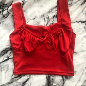 Red Milkmaid Crop Tank Top